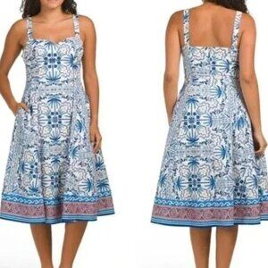 AVEC LES FILLES Sea BEACH LIFE Palm Trees Midi Dress